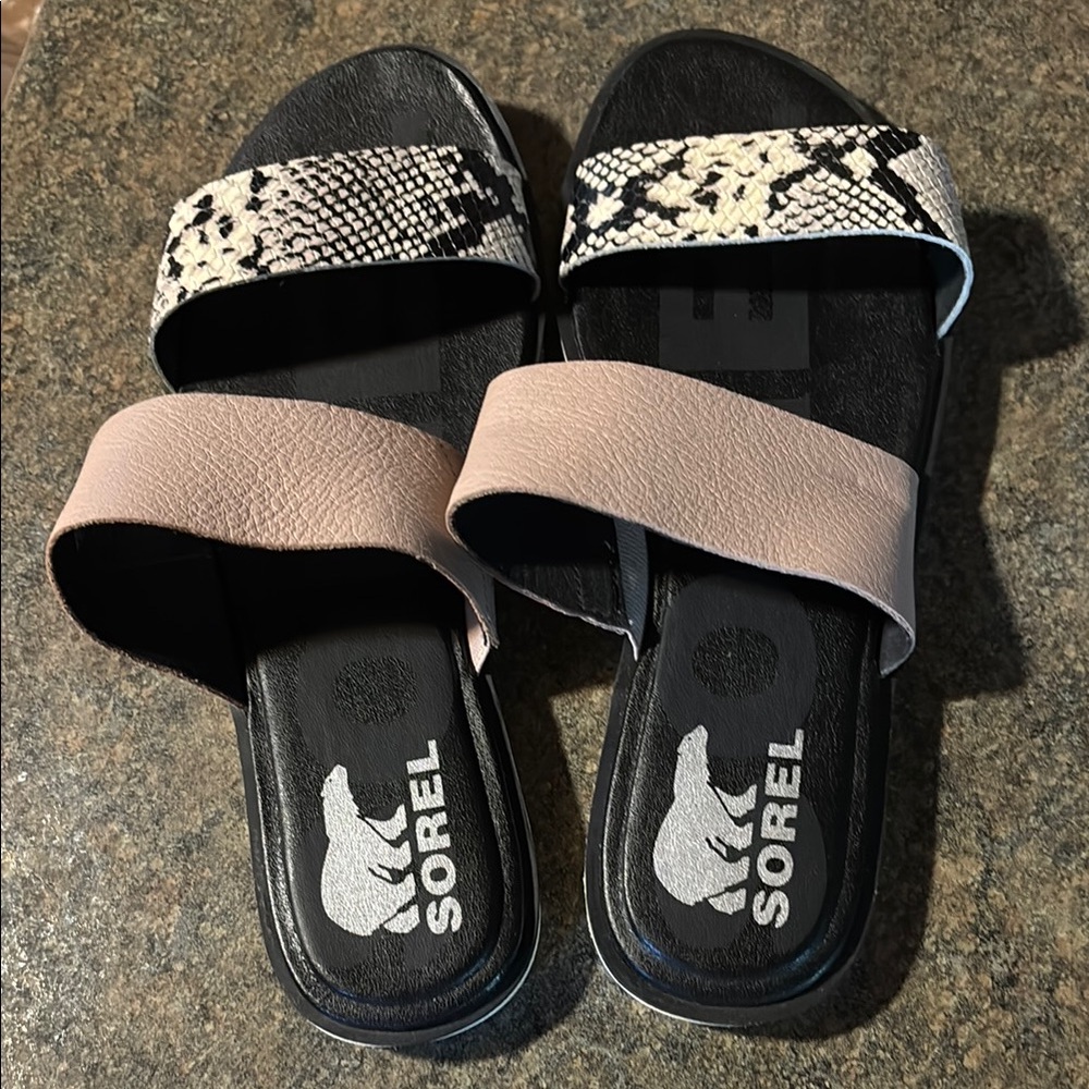 Sorel Women's Snakeskin and Taupe Sandals